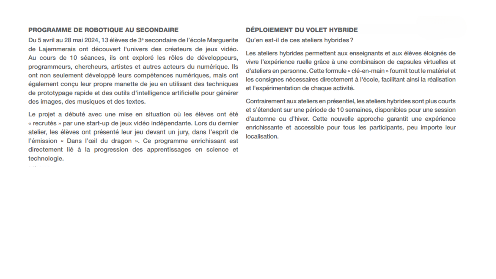 Code secondaire et volet hybride